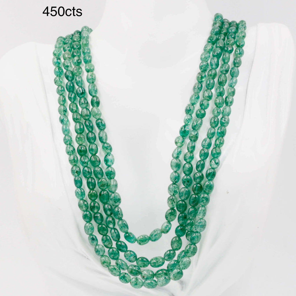 Long & Layered Green Quartz Necklace with Indian Style
