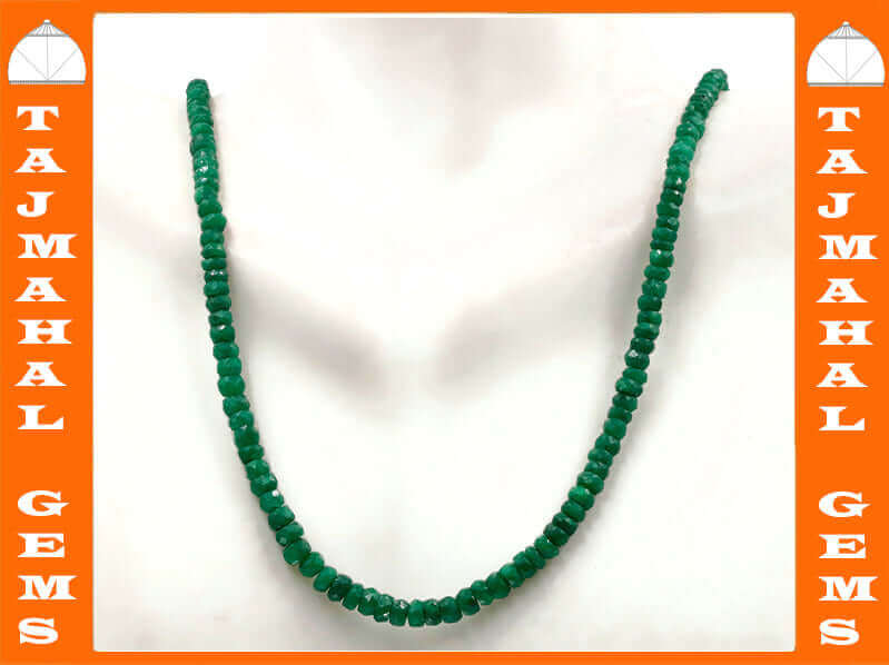 Natural Emerald Beaded Necklace with Sarafa Design from India