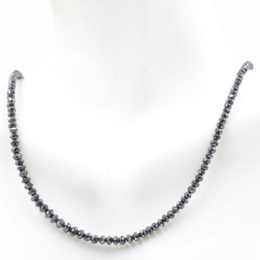 14K Gold Plated Black Diamond Beaded Necklace - Taj Mahal Gems