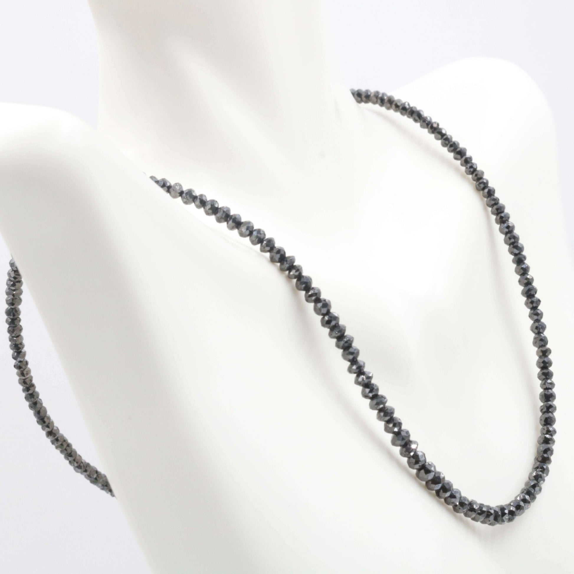 14K Gold Plated Black Diamond Beaded Necklace - Taj Mahal Gems