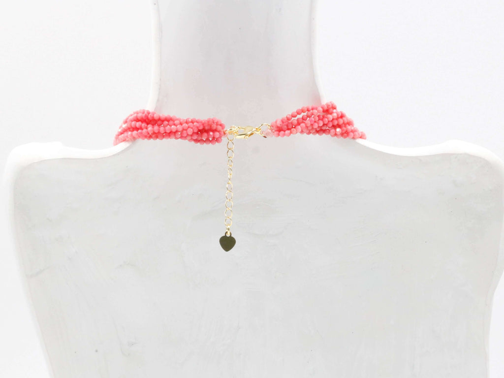 Layered Pink Coral Necklace with Elegant Faceted Coral Beads
