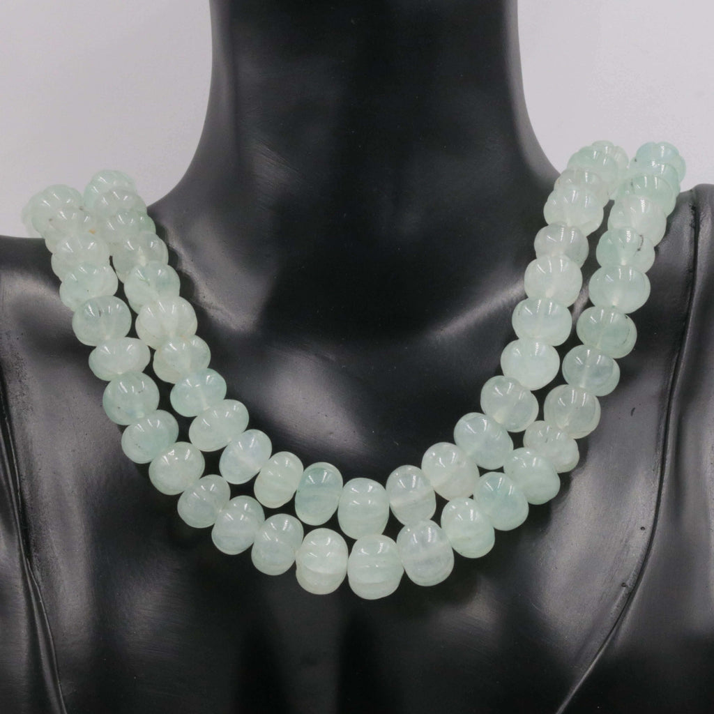 Natural Minty Green Quartz Beaded Necklace with Layers
