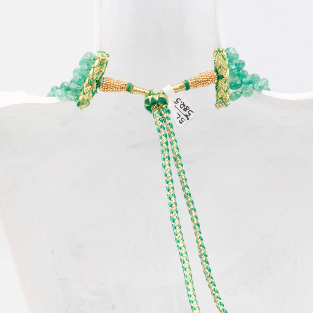 Long & Layered Emerald Quartz Necklace with Indian Style
