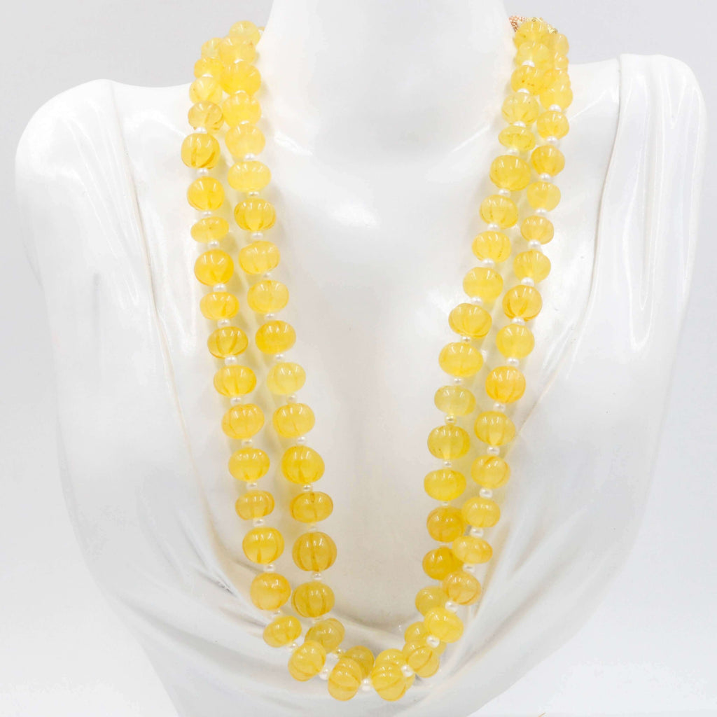 Beaded Yellow Quartz Necklace: Natural Gem Elegance