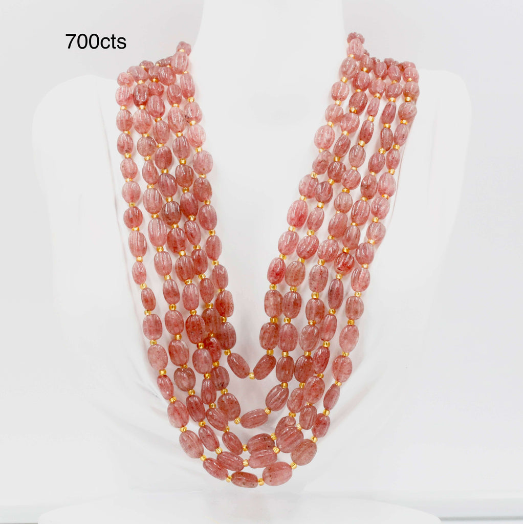 Red Strawberry Quartz Gemstone Necklace Design
