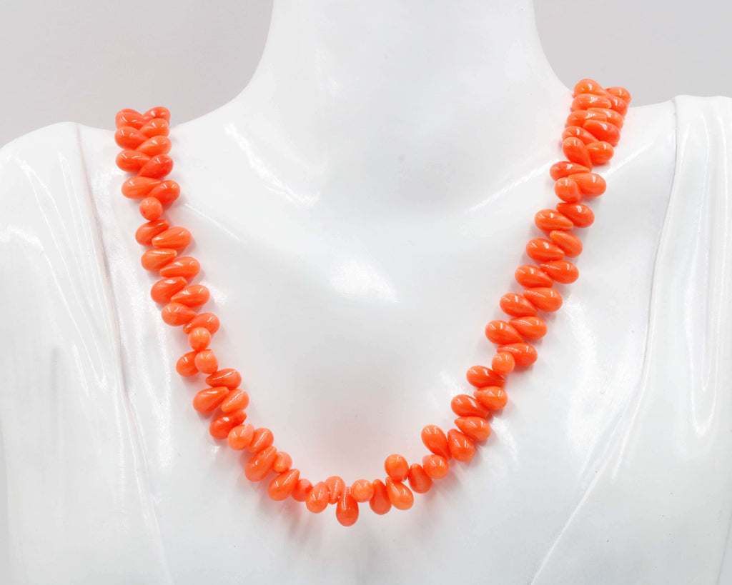 Natural Orange Coral Beads Necklace - DIY Jewelry Supplies