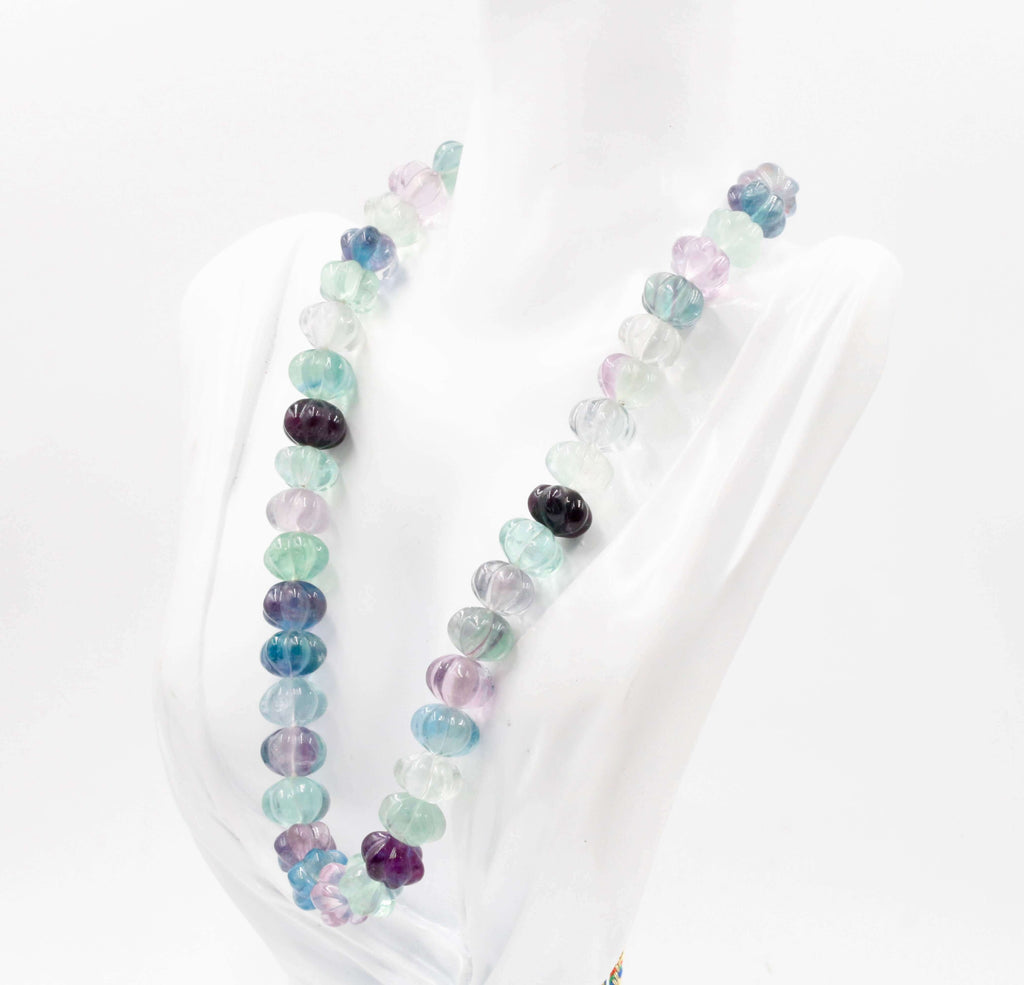 Green & Purple Fluorite Gemstone Necklace - Indian Jewelry