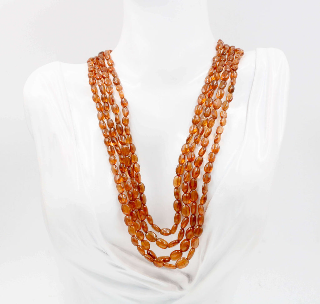 Natural Orange Garnet Gemstone Necklace - Indian Jewelry