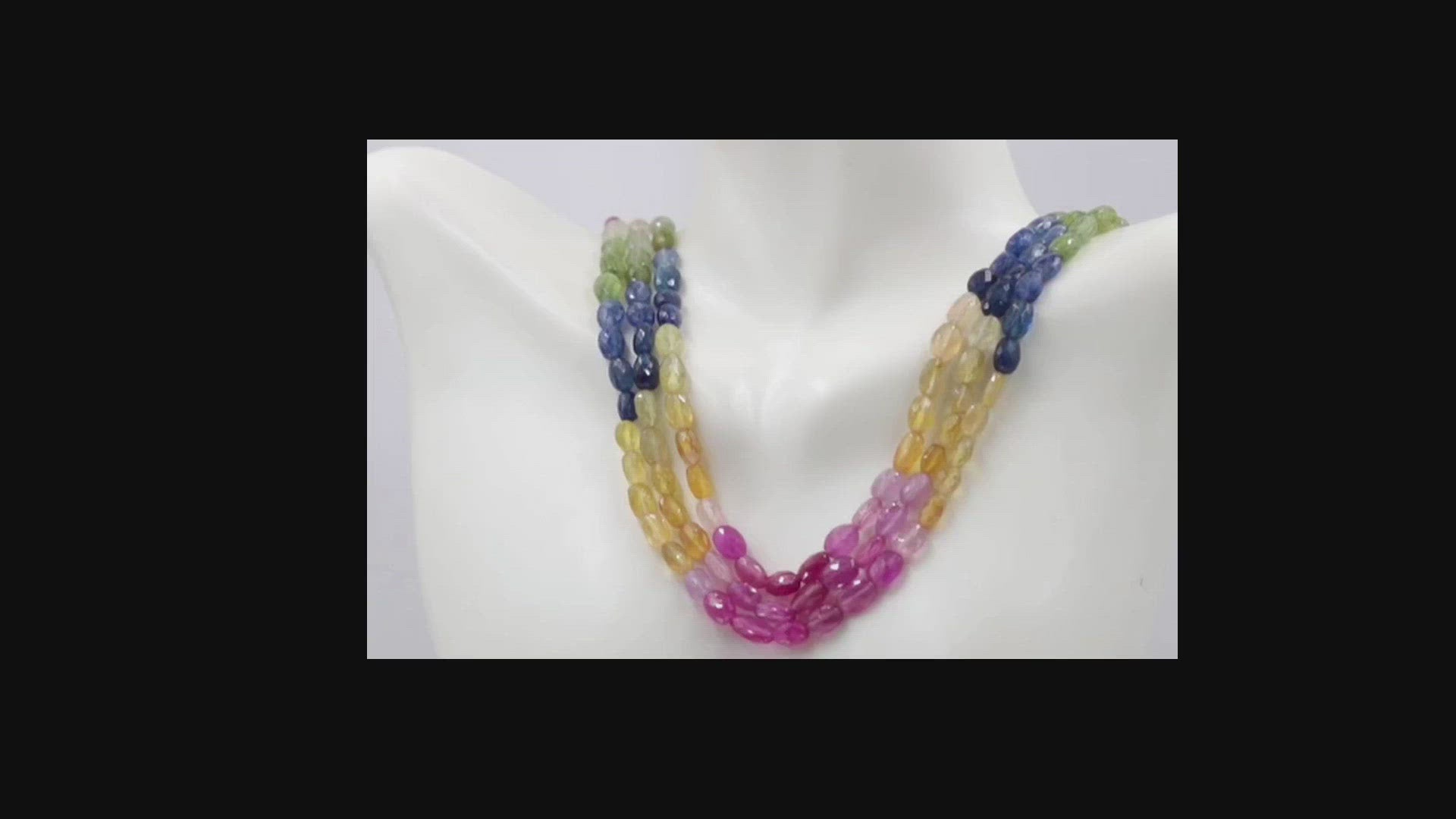 Natural Multi - Color Sapphire and Ruby Bead Necklace - Taj Mahal Gems