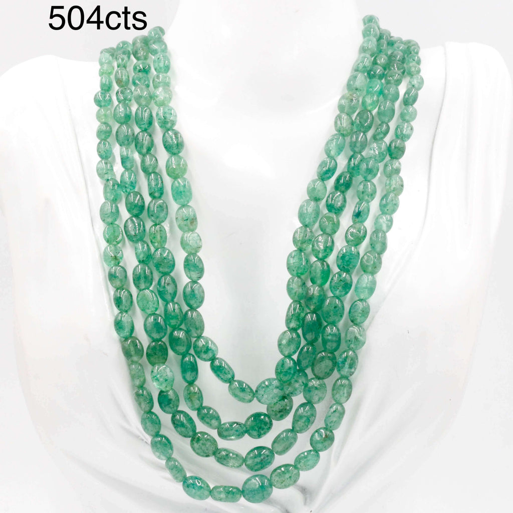 Indian Style Beaded Necklace with Natural Green Quartz