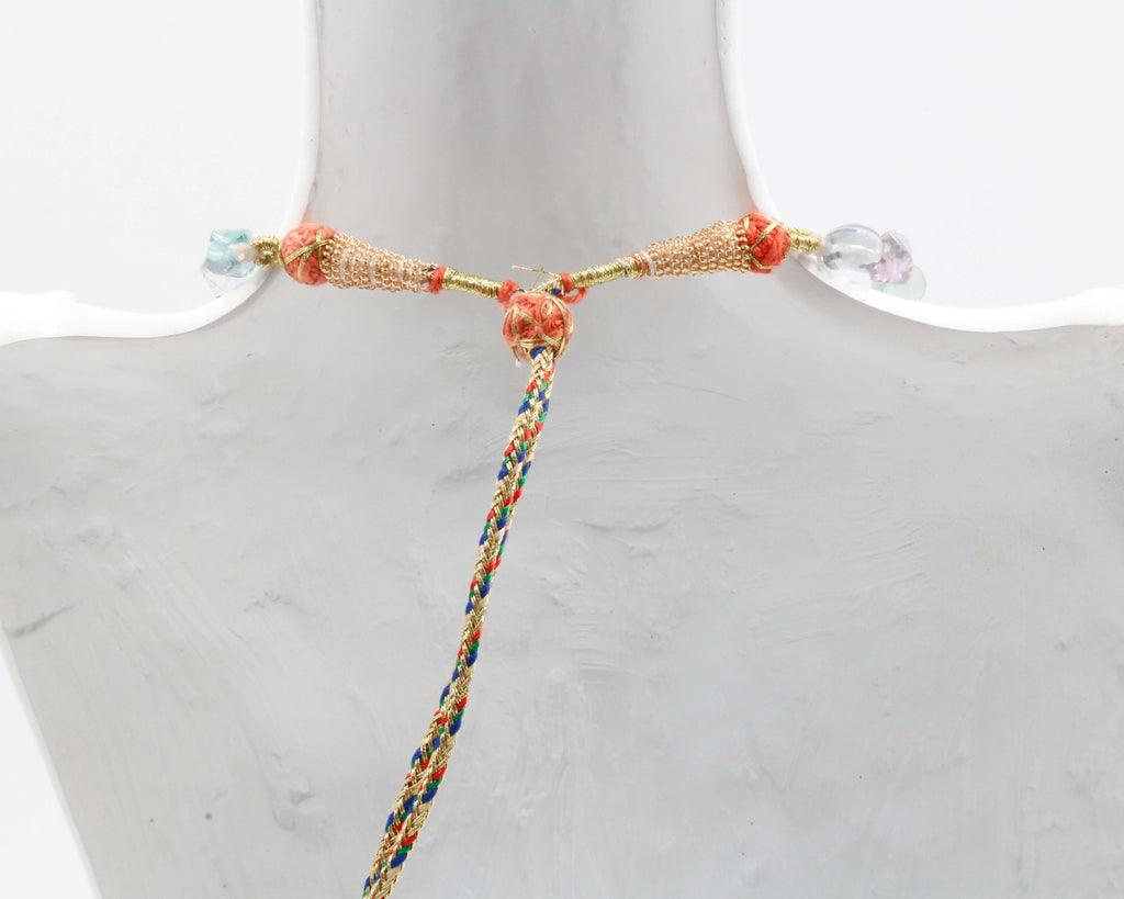 Natural Multi Color Fluorite Necklace with Indian Style Sarafa