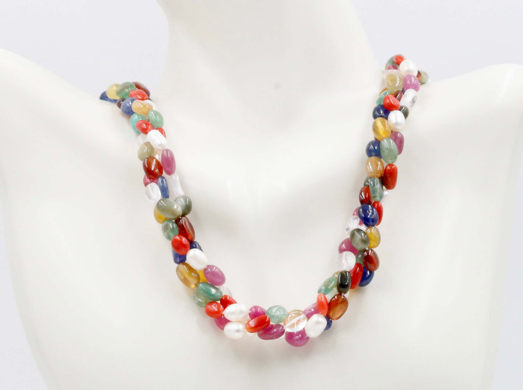 Beaded Navrathna Necklace: Authentic Multigemstone Appeal