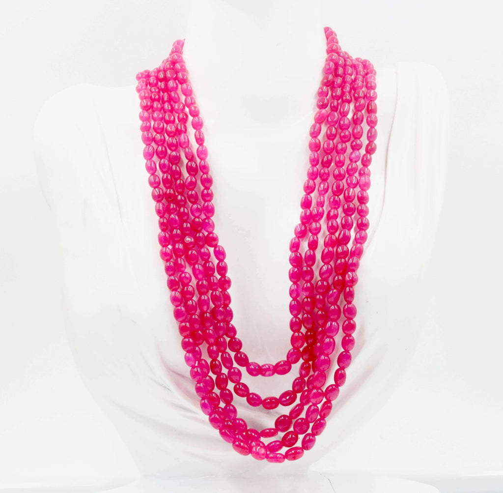 Natural Pink Quartz Jewelry: Indian Sarafa Necklace