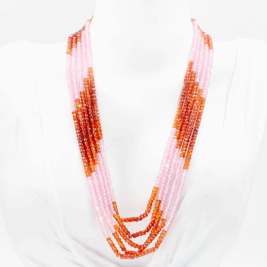 Natural Cubic Zirconia Necklace with Multiple Strands