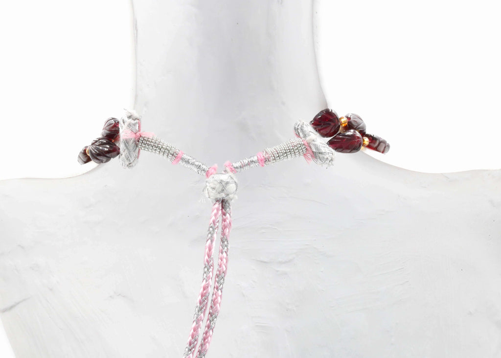 Beaded Gemstone Necklace: Elegant Rhodolite Charm