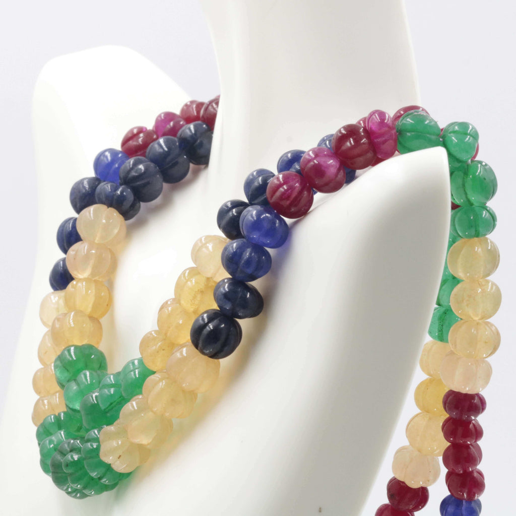 Natural Colorful Quartz Necklace with Pumpkin Shaped Beads