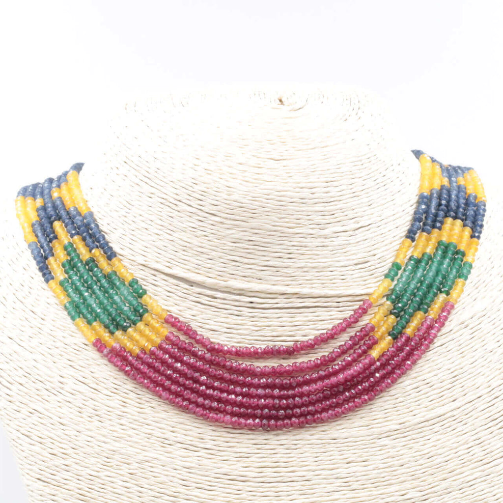 Natural Multi-color Quartz Necklace with Indian Style