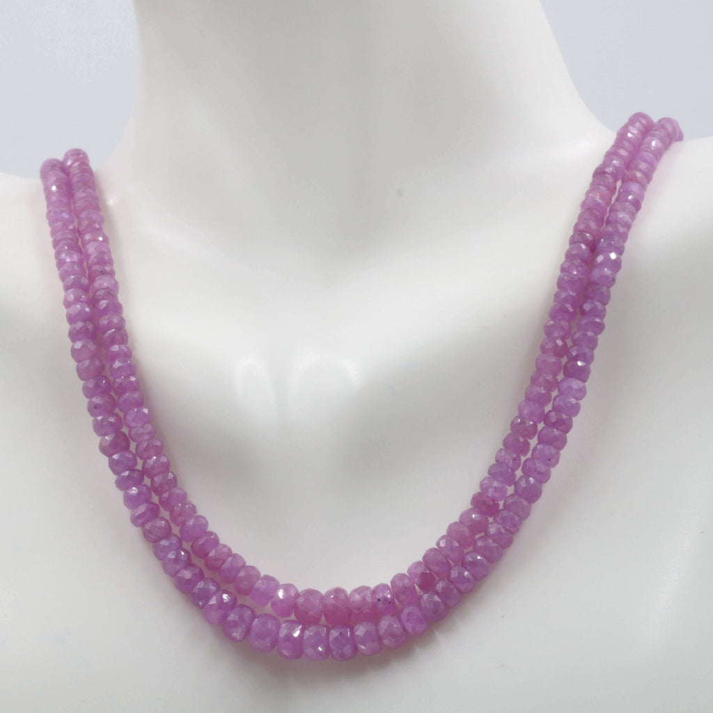 Natural Pink Sapphire Beaded Graduated Necklace