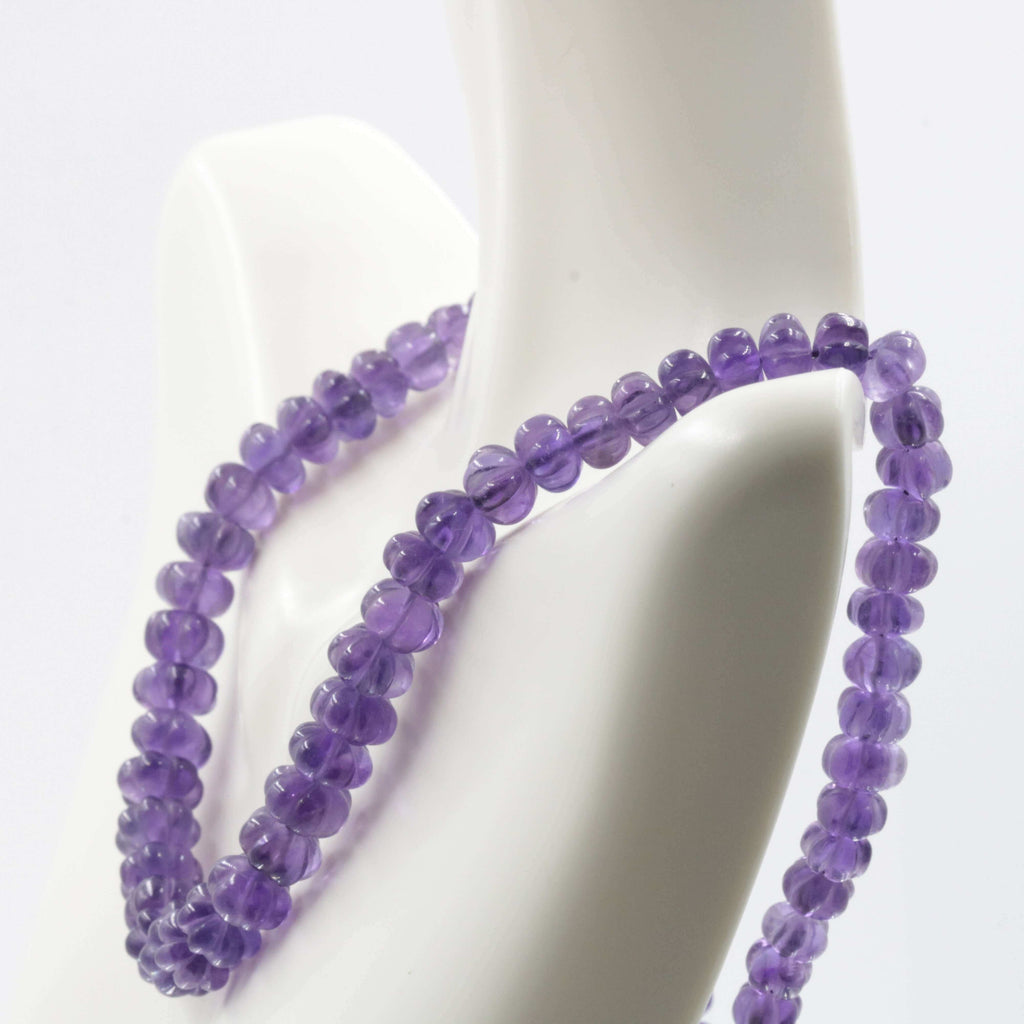  Natural Amethyst Bead Pumpkin Shaped Necklace