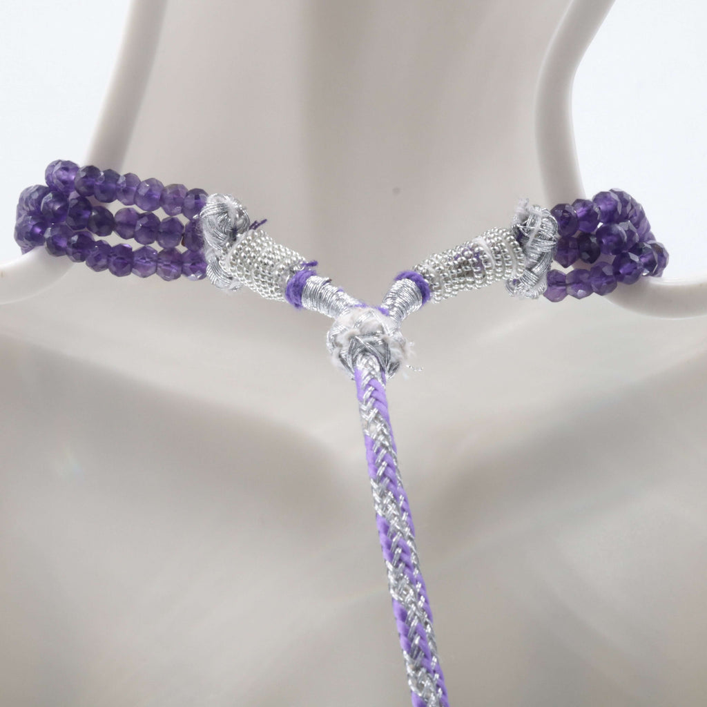 Purple Amethyst Quartz & Pearl Necklace - Indian Sarafa Jewelry