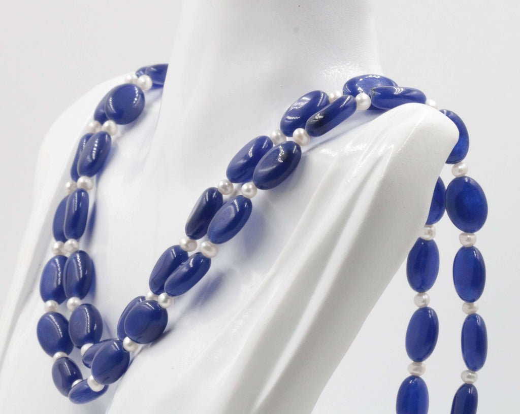 Buy Natural Blue Quartz & Pearl Necklace Jewelry Today! 