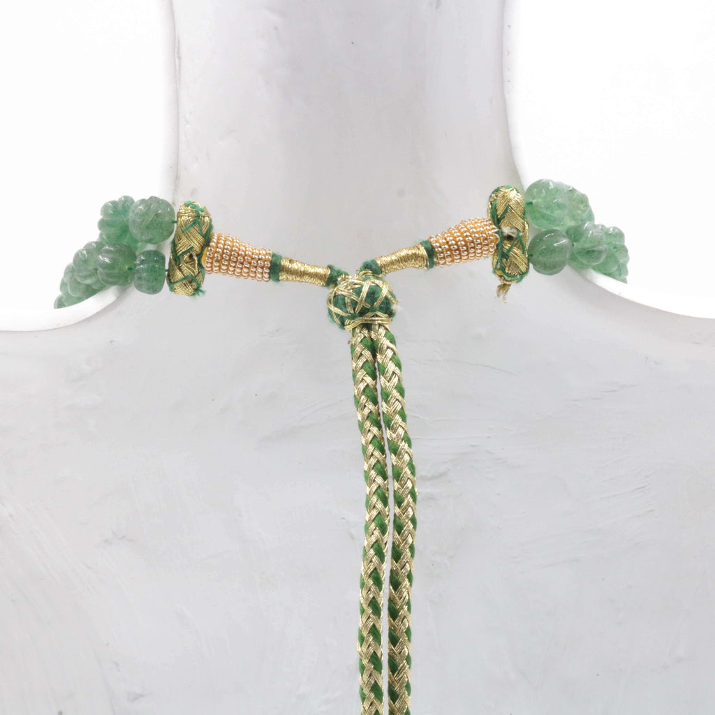 Natural Green Russian Emerald Quartz Jewelry - Indian Style Sarafa Necklace