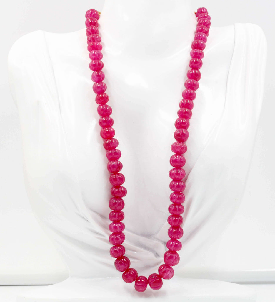 Natural Ruby Quartz Necklace with Pumpkin Shaped Beads