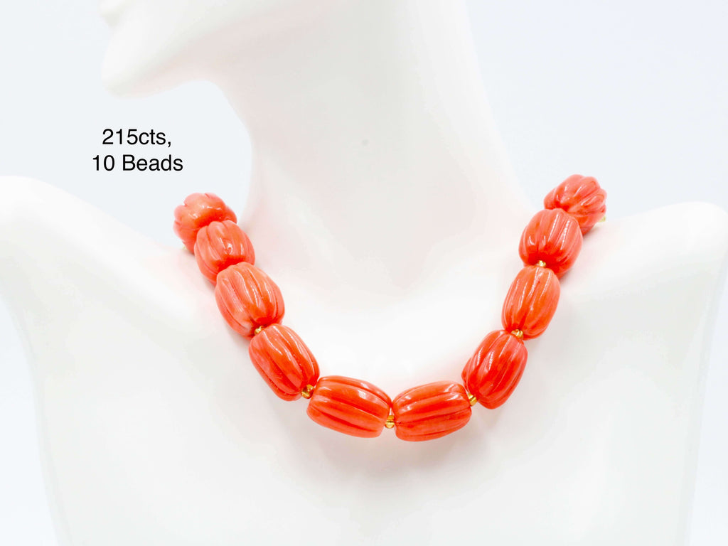High Quality Orange Italian Coral Gemstone Necklace - DIY Jewelry Supplies