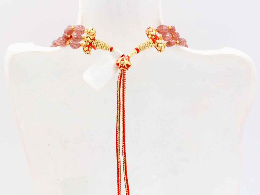 Red Strawberry Quartz Gemstone Necklace