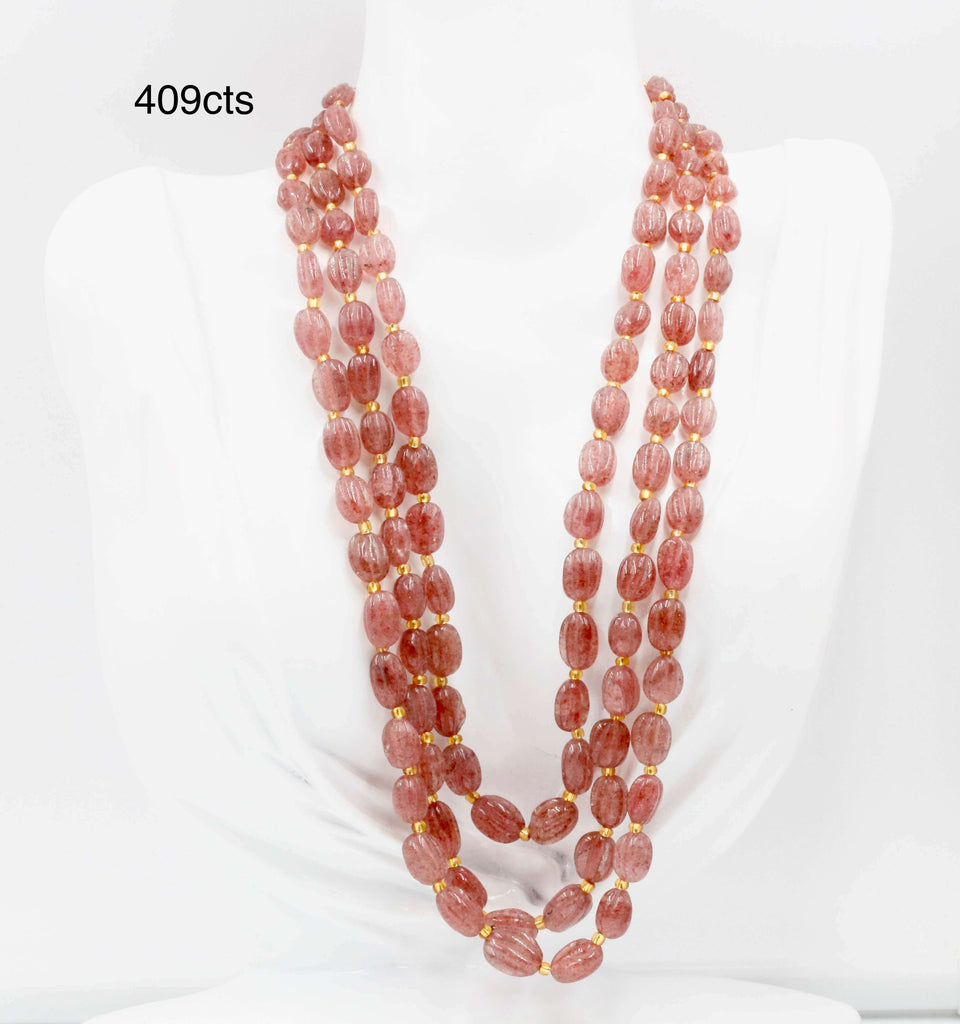 Strawberry Quartz Gemstone Necklace Sarafa Design