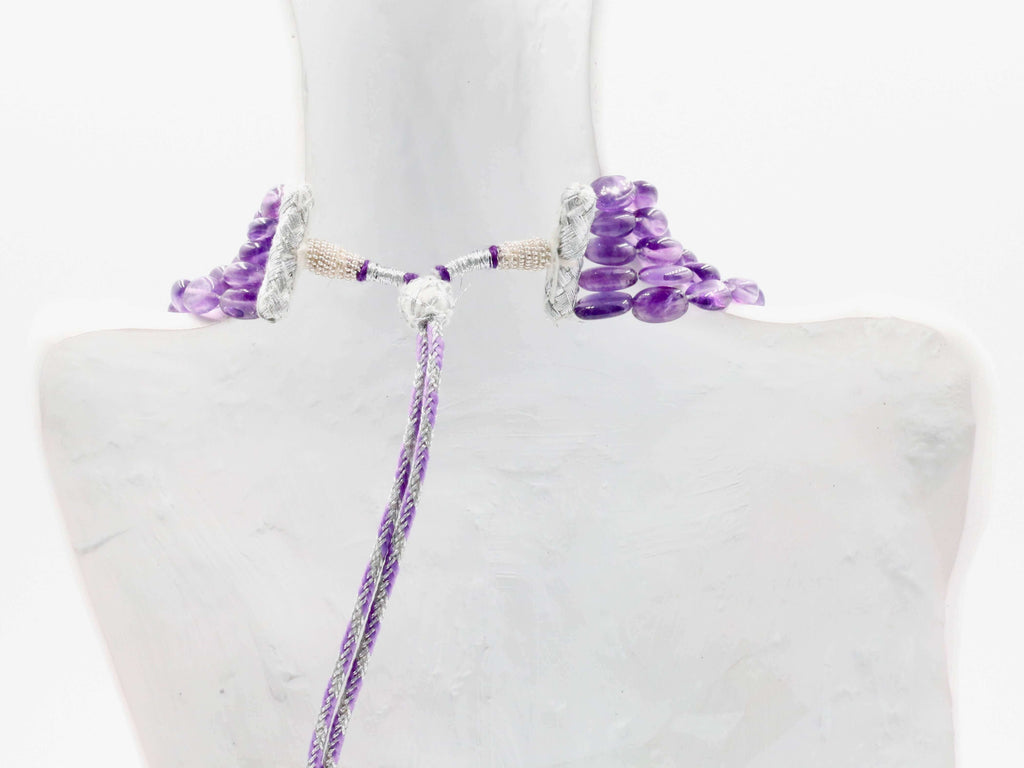 Natural Amethyst Necklace with Indian Style Sarafa