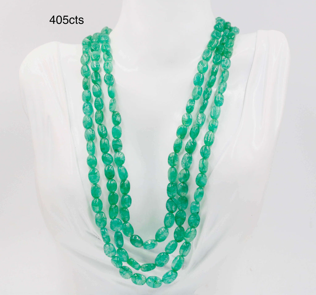 Natural Emerald Beads - Long & Layered Necklace