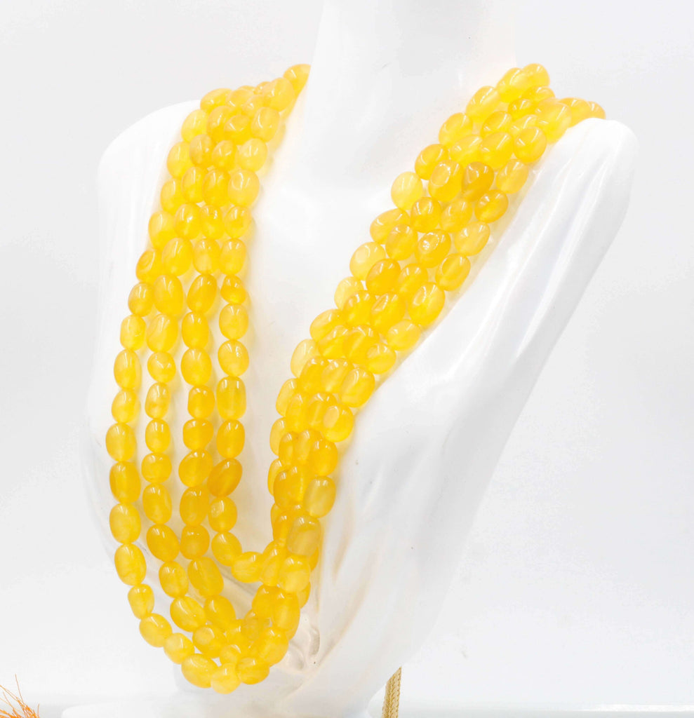 Yellow Quartz Layered Necklace: Traditional Dress Charm