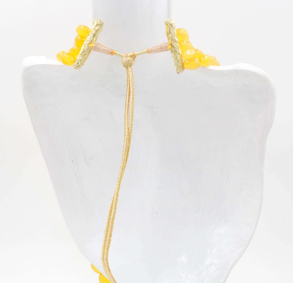 Layered Yellow Quartz Necklace: Ethnic Dress Elegance