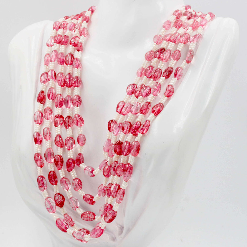 Long & Layered Rose Quartz Necklace for Anniversary Gift