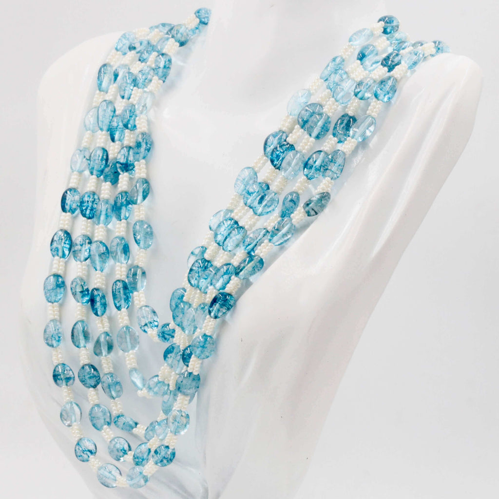 Blue Quartz Necklace for Indian Saree/Sari