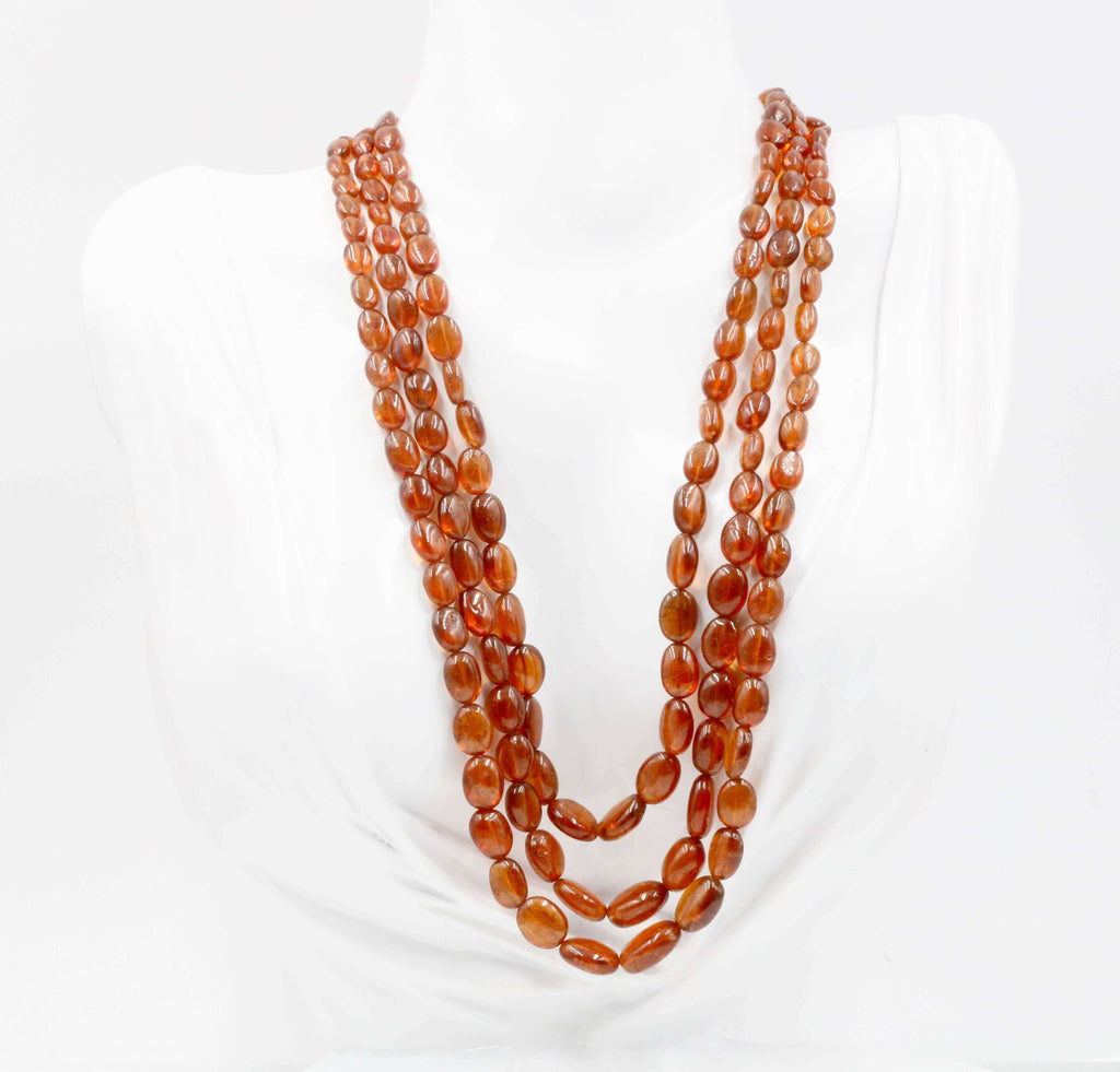 Natural Hessonite Gemstone Necklace - Indian Jewelry