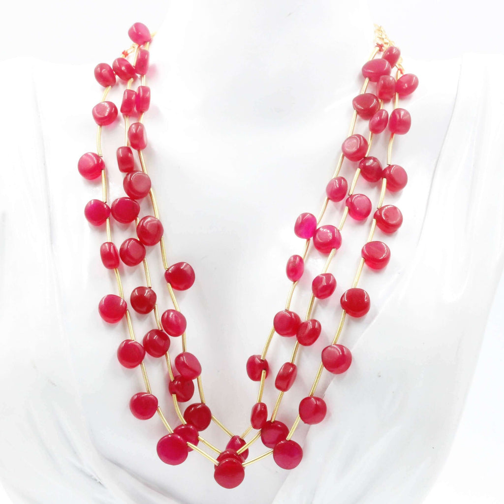 Beaded Quartz Necklace: Red Hues