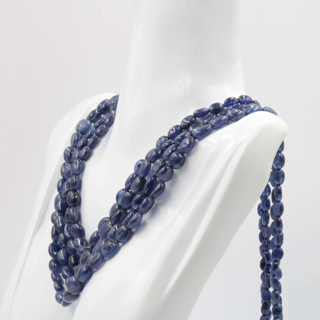 Natural Blue Sapphire Long Necklace Design for Blue Saree/Sari