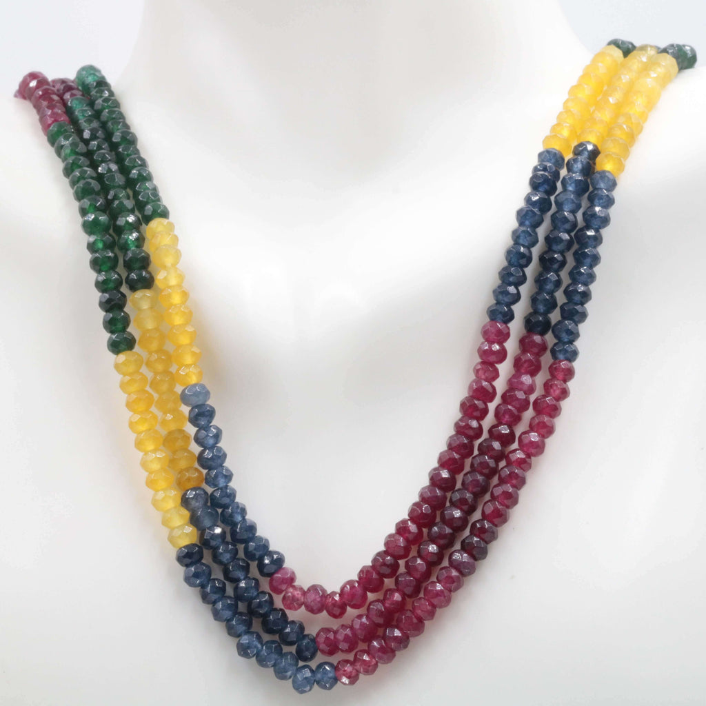 Natural Colorful Quartz Faceted Bead Necklace with Multi Strands