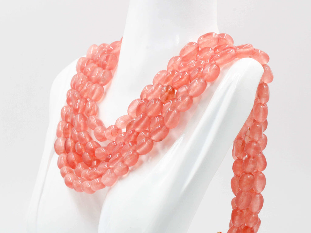 High Quality Natural Pink Quartz Jewelry Necklace with Multi Strings