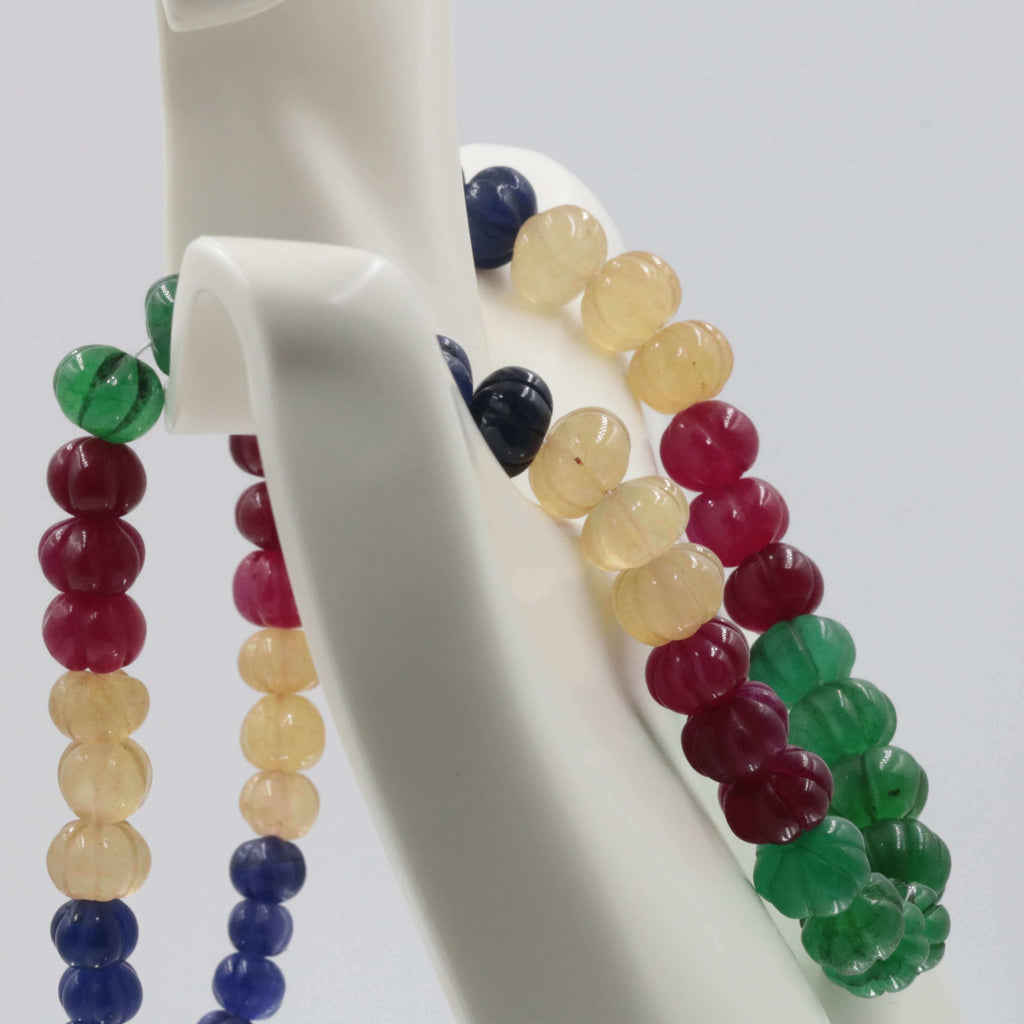 Natural Green, Ruby & Orange Quartz Necklace - Jewelry for Indians