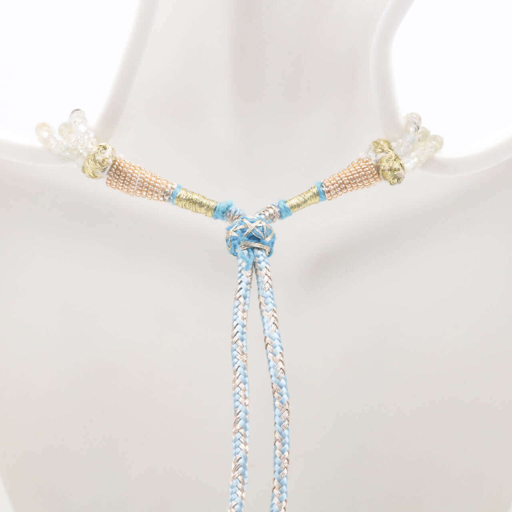 Aquamarine Quartz Necklace with Indian Style Sarafa