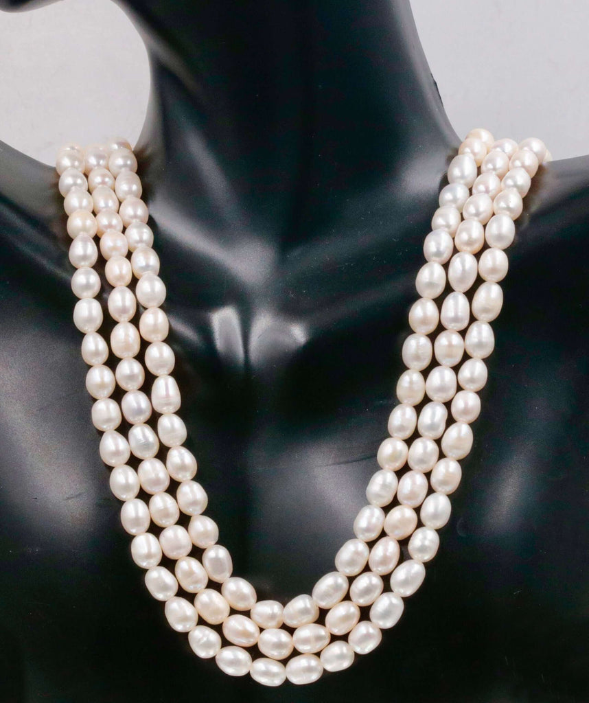 Small Beaded White Cultured Pearl Necklace Design