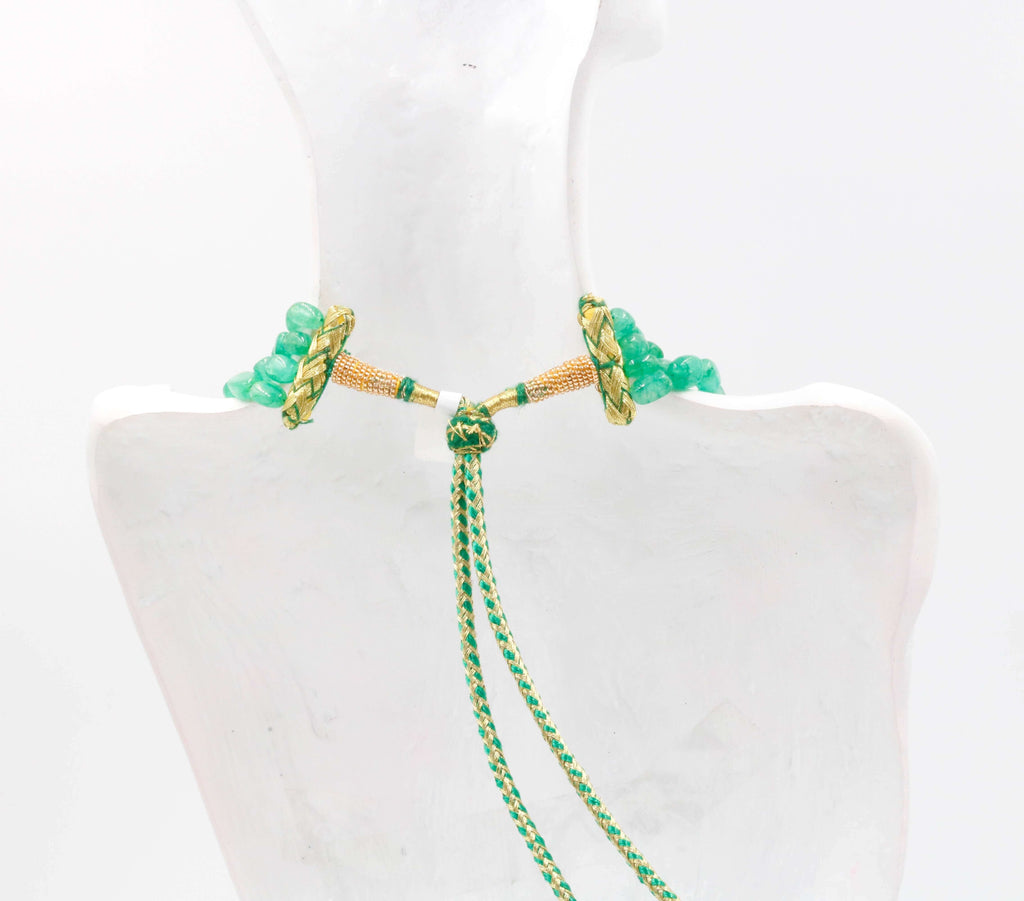 Natural Emerald Jewelry: Necklace for Green Saree/Sari