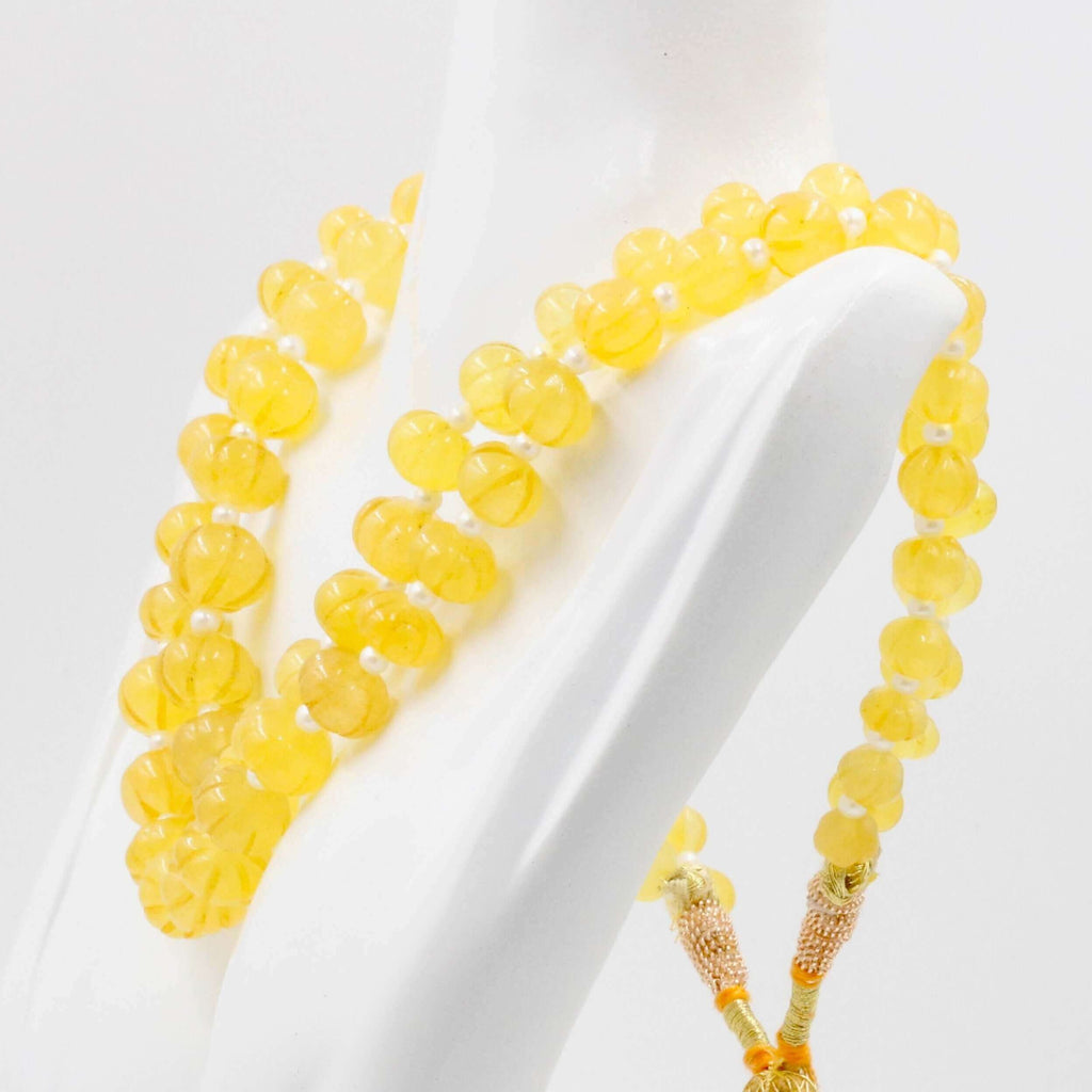 Yellow Quartz Necklace: Authentic Beaded Detail