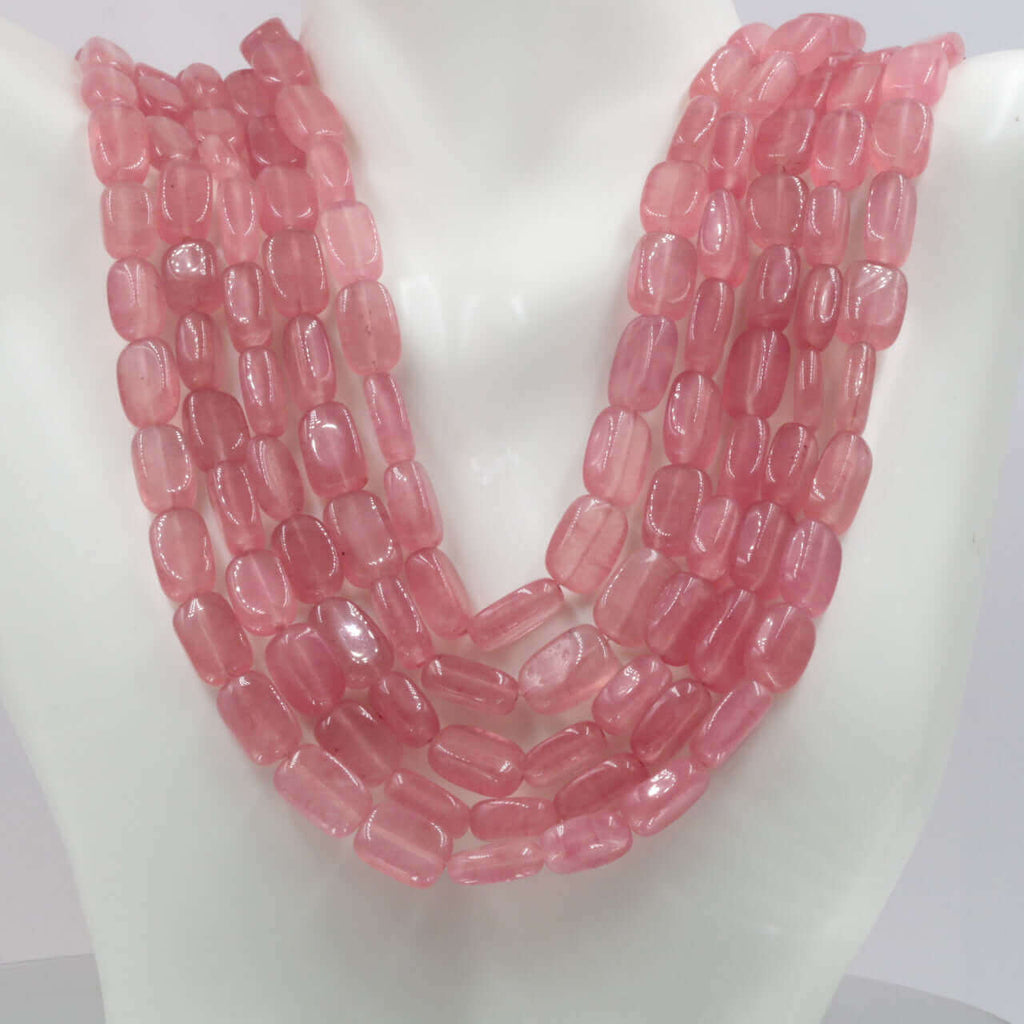 Morganite Pink Quartz Necklace: Indian Sarafa Jewelry