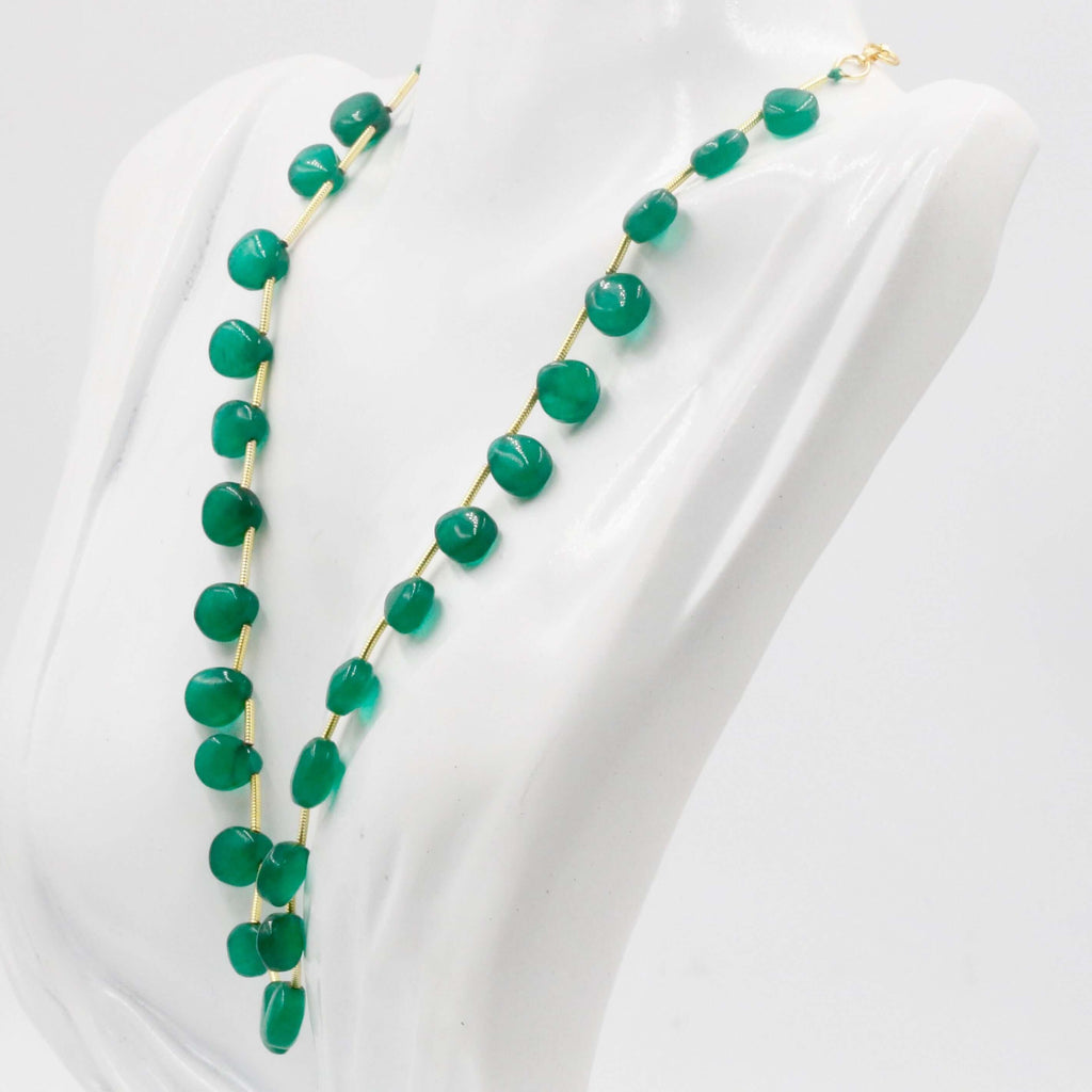 Green Indian Necklace: Quartz Drop Statement