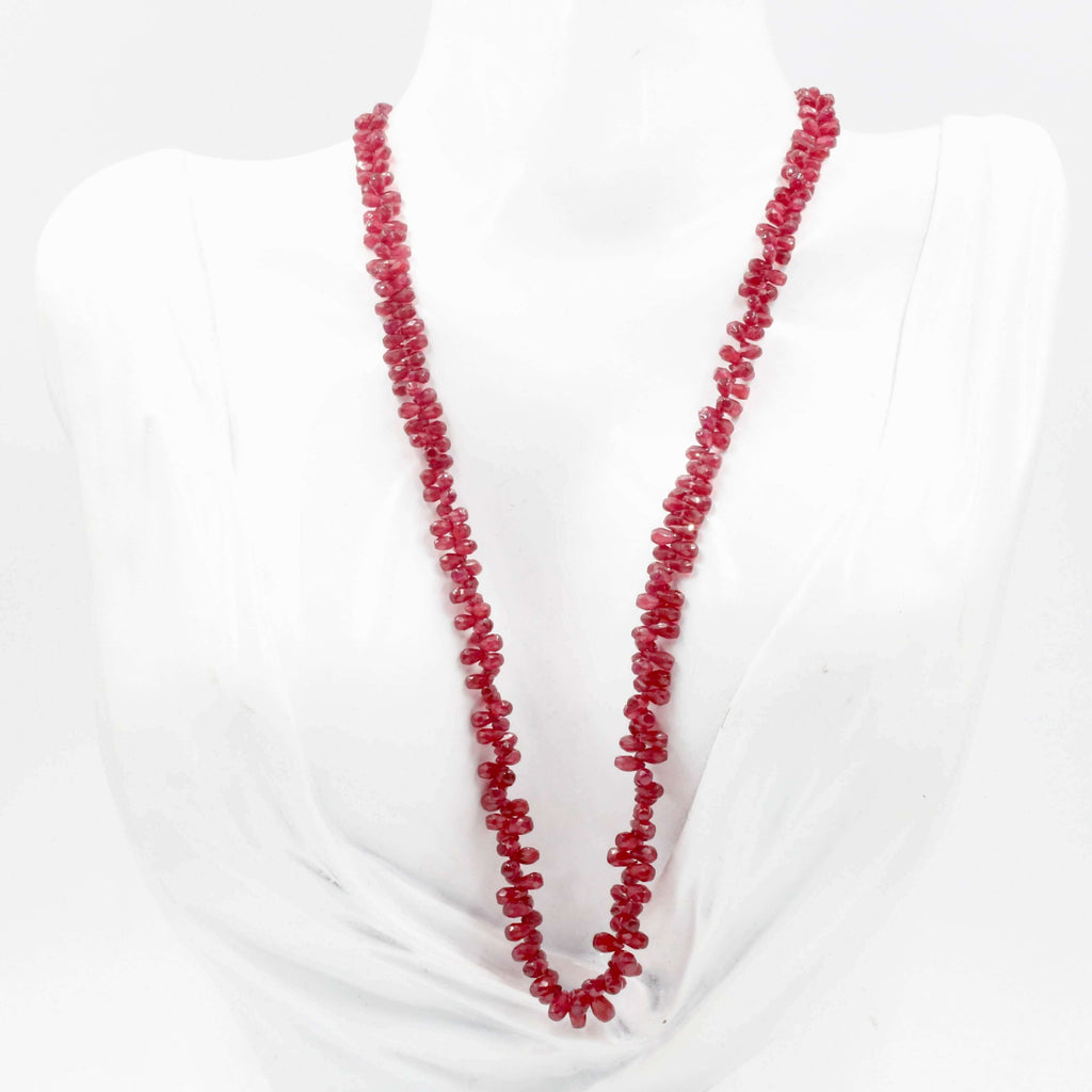 Artistic Handmade Natural Ruby Bead Necklace