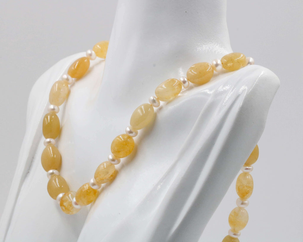 Yellow Sapphire & Pearl Necklace - Indian Jewelry Collection